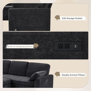 Convertible U-Shaped Sectional Sofa Bed With Reversible Chaise