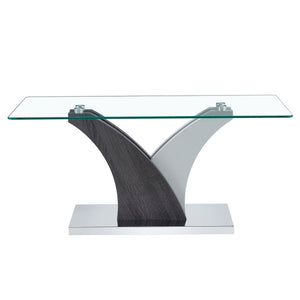 Artistic Rectangular Coffee Table With Tempered Glass Countertop