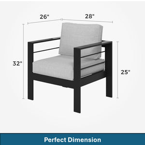 Modern All-Weather Patio Armchairs & Thick Cushions (Set of 2)