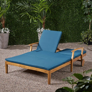 Etherealize Outdoor Adjustable Double Chaise Lounge With Water Resistant Cushions