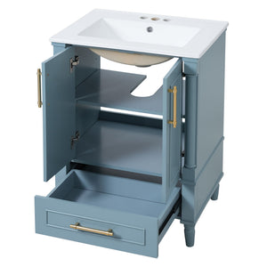 Bathroom Vanity With Ornate French Cylinder Legs, Soft Close Drawer