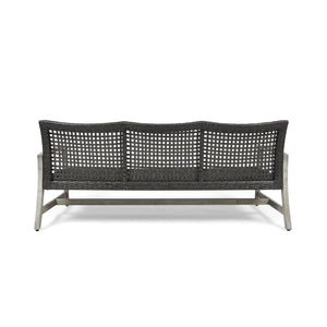 Outdoor Acacia Wood Wicker 3 Seater Sofa