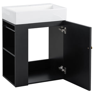 20 Inch Bathroom Vanity with Ceramic Sink, Diamond Pattern Door Design
