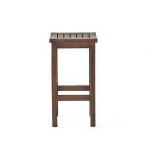 Outdoor Acacia Wood Counter Height Barstool Set of 2