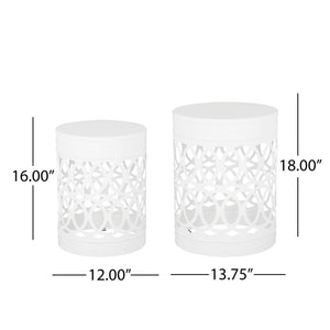 Outdoor Metal Side Table Set of 2