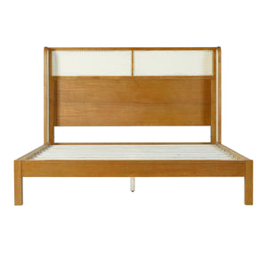 Premium Rubber Wood Platform Queen Bed Frame with Headboard