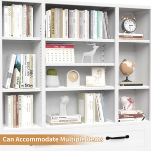 Industrial Bookcase Tall With Adjustable Shelves, Drawers & Doors