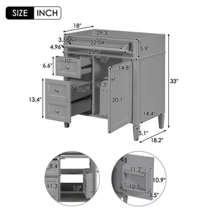 Bathroom Vanity With 2 Drawers and Tip-Out Storage Cabinet