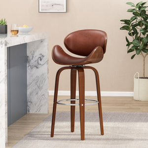 Lumos Mid Century Modern Upholstered Swivel Barstool
