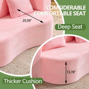 71-Inch Folding Sofa Bed in Pink Chenille with High-Density Foam