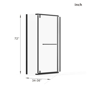 Neo Angle - Frameless Shower Door With White Acrylic Shower Base Combo - Matte Black
