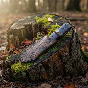 D2 Hunting Knife with Teeth Blade Micarta Handle