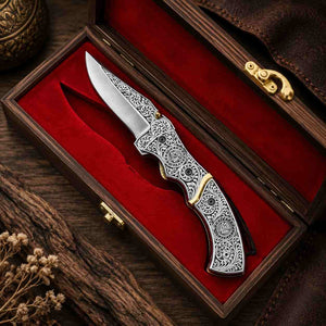 Personalized Viking Raven Folding Knife – Engraved D2 Steel Pocket Knife With Gift Box