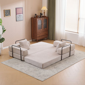 Floor Couch, Convertible Floor Sofa Bed With Pillow Back Support Armrest