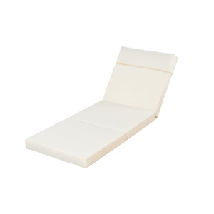 Modern Acacia Wood Outdoor Chaise Lounge with Beige Cushion