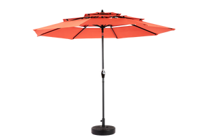 Aluminium 10ft 3-Tier Auto-Tilt Outdoor Patio Umbrella - Orange