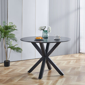 Table Mid-Century Dining Table For 4 - 6 People With Round Table Top, Pedestal Dining Table, End Table Leisure Coffee Table, Cross Leg