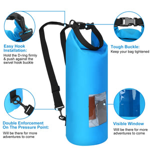 Floating Waterproof Dry Bag Floating Dry Sacks with Observable Window 10L Roll Top Lightweight Dry Storage Bag for Kayaking Rafting Boating Swimming C