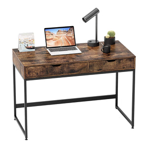 Bestier Office Writing Computer Workstation Home Office Desk w/ 2 Drawers, Brown - TRAPSKI