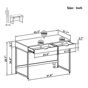 Bestier Office Writing Computer Workstation Home Office Desk w/ 2 Drawers, Brown - TRAPSKI