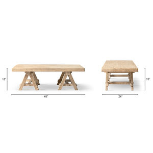 Hawthorne 48' Solid Reclaimed Elm Rectangular Trestle Coffee Table