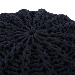 Bordeaux Knitted Round Pouf Ottoman And Floor Cushion
