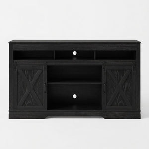 Farmhouse TV Stand With Sliding Barn Doors & Adjustable Storage