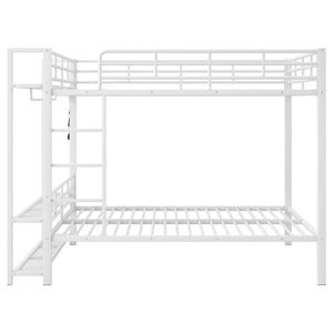 Bunk Bed With Storage Shelves, Clothes Hooks, LED Light