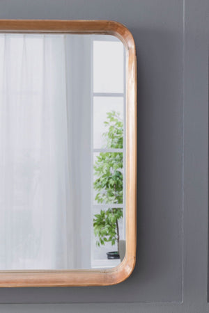 Square Mirror With Wood Frame, Wall Mirror For Living Room Bathroom Entryway - Brown