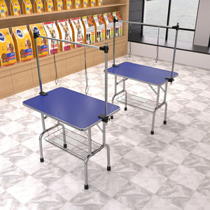 Large Size Grooming Table For Pet Dog And Cat With Adjustable Arm And Clamps Large Heavy Duty Animal Grooming Table - Blue