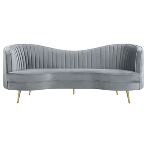 Reigha - Upholstered Sofa Lounge Furniture With Channel Tufted Backrest - Gray