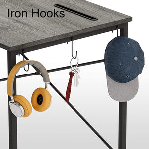 Bestier Computer Office Desk Workstation with Storage Bag & Hook, Gray, 39 Inch