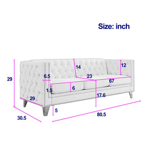 Modern Sofa With Button Tufting, Upholstered Couch For Living Room