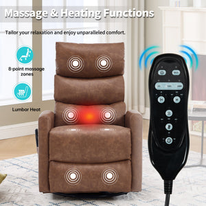 Heat Massage Manual Recliner Chair with Rocker and Swivel