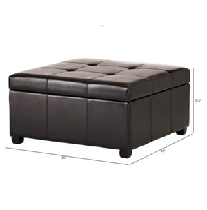 35inch Storage Ottoman, Large Square Ottoman Bench with Storage, Tufted Ottomans Footstool for Living Room