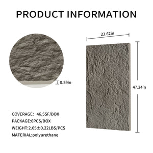 3D Faux Stone Wall Panels, 6 PCS PU Wainscoting Panel