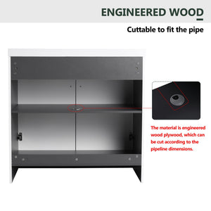 Contemporary Freestanding Bathroom Vanity With Resin Sink & Soft-Close Cabinet Doors