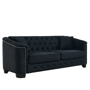 Modern Chesterfield Sofa With Tufted Backrest For Living Room