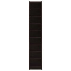 Rectangular Bookcase Tall Slim Storage With 9 Shelves - Brown