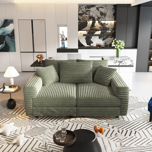 Convertible Deep Seat Sofa With Soft Pillows And Ottomans
