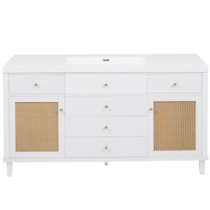 Bathroom Vanity With Sink, 5 Legs, Soft Close Drawers