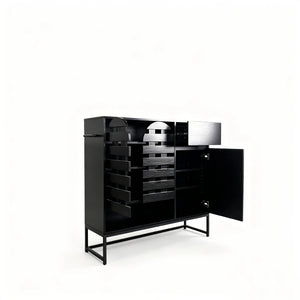 Buffet Cabinet with Storage and Woven Doors