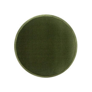Edward - Round Upholstered Ottoman With Bullion Fringe - Olive Green