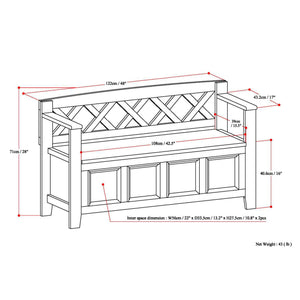 Amherst Solid Wood Entryway Storage Bench in White
