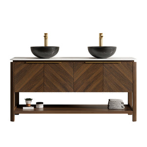 Indigo 60" Bathroom Vanity with Sinter Stone Countertop