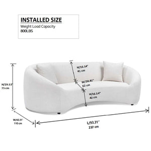 Curved 3 Seater Sofa For Living Room - White
