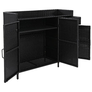 K&K 47.5"W Wicker Outdoor Storage Cabinet with Tempered Glass Top