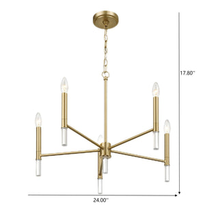 Courtyard - 5 Light Candle Chandelier - Clear / Gold