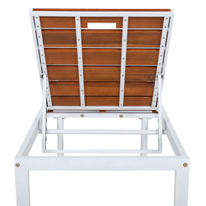 Outdoor Chaise Pool Lounge Chairs With Adjustable Backrest - Brown / White