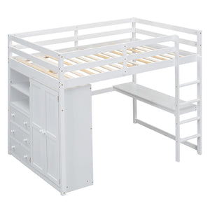 Loft Bed With Built In Wardrobe, Shelves And Drawers